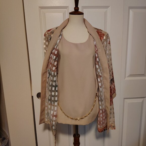 Vintage Guilia Italy Sheer Rose Floral Komono Style Blouse w Camisole Insert - Picture 1 of 13